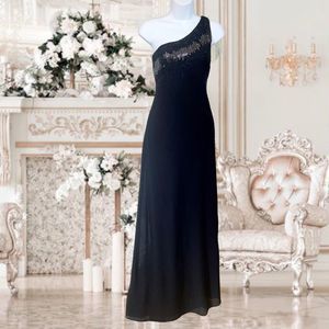 Chelsea Nites Black One Shoulder Formal Dress Women sz 10 NEW